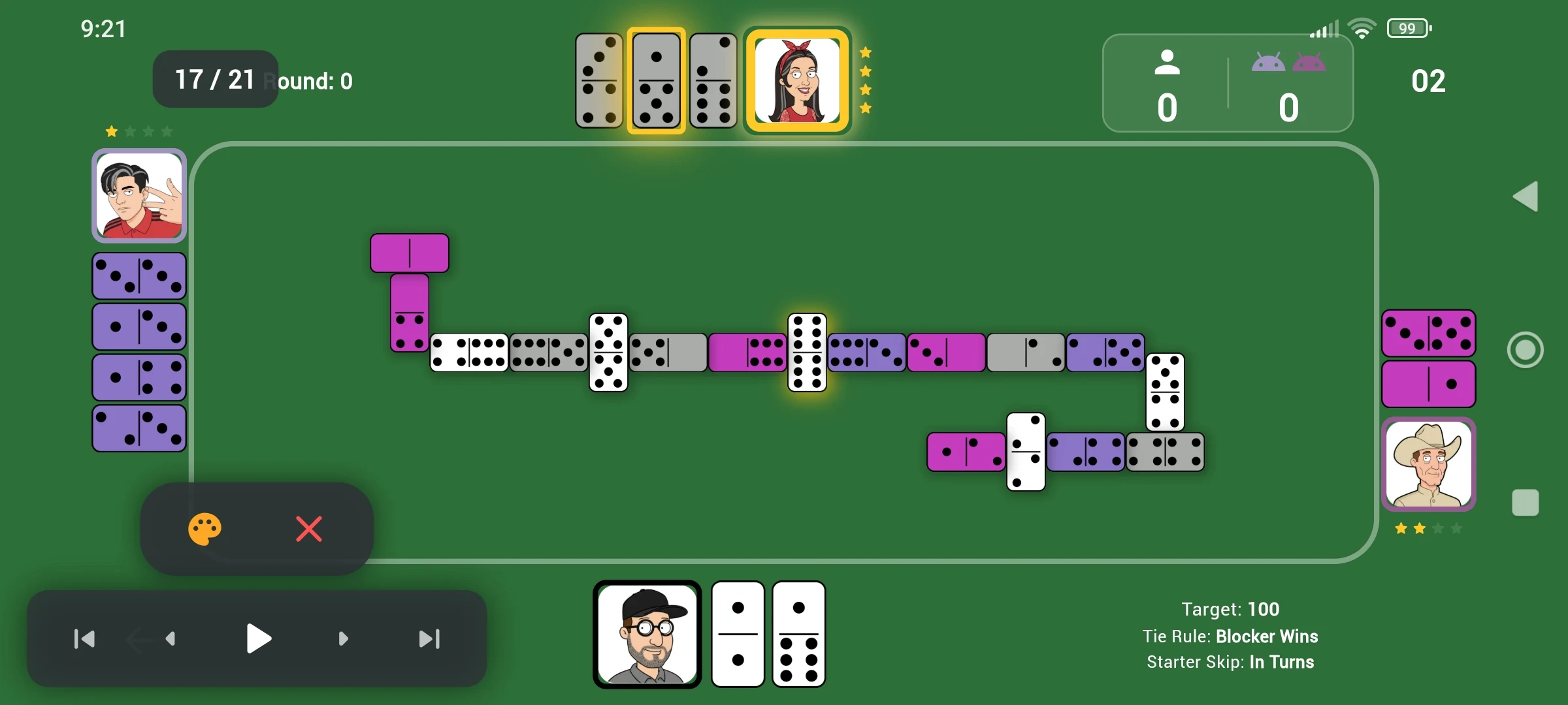 Dominoes in Pairs - AI Game screenshot
