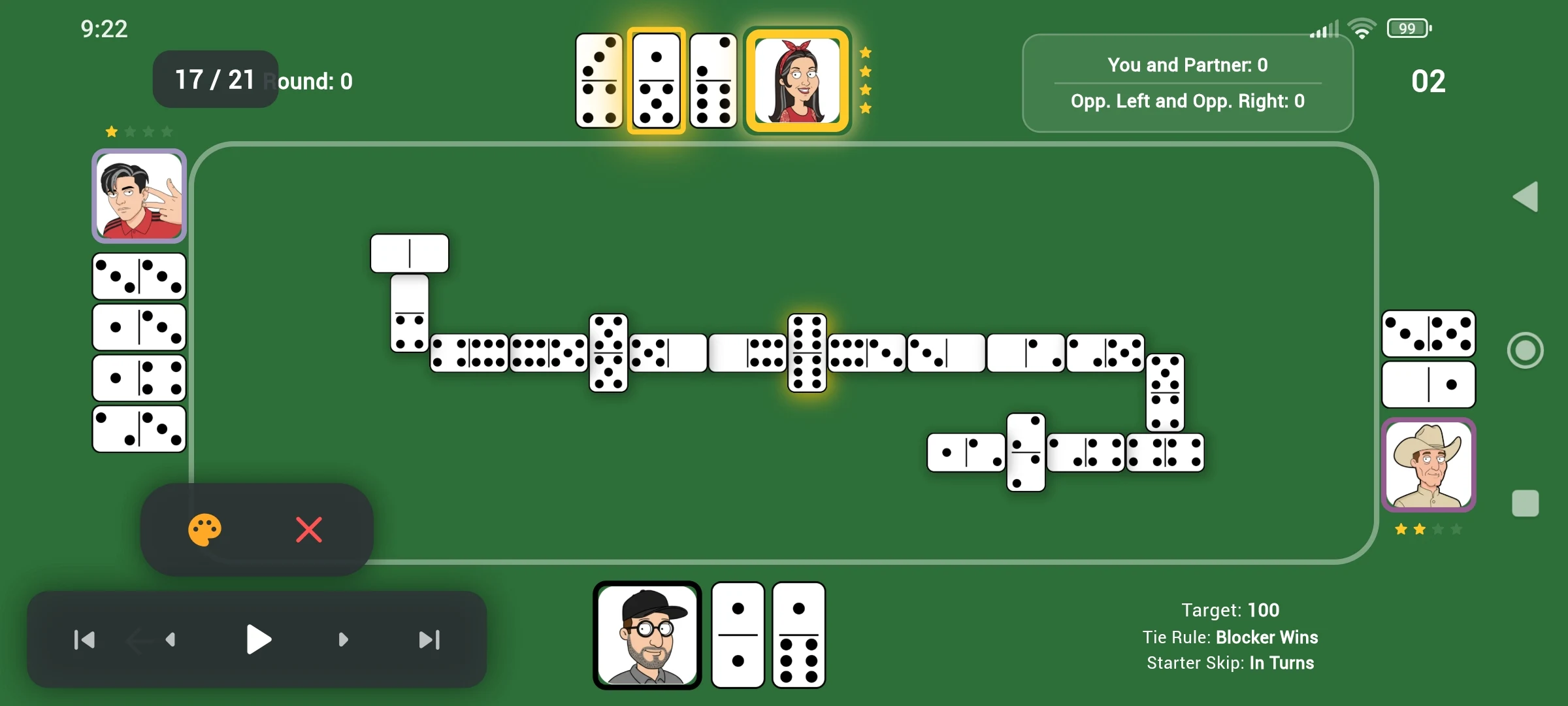 Dominoes in Pairs - AI Game screenshot